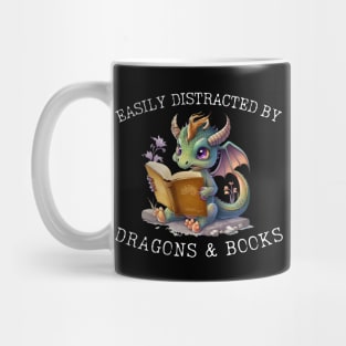 Easily Distracted By Dragons And Books Introvert Antisocial Mug